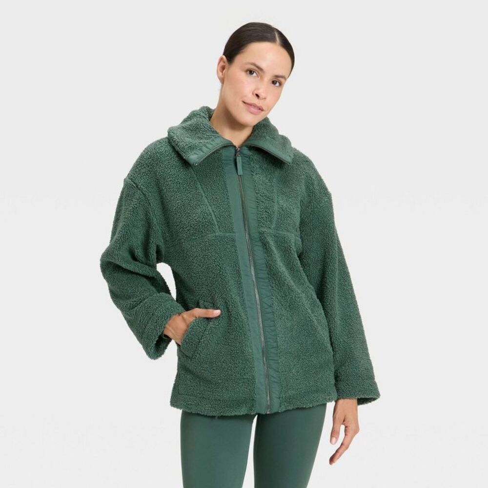 Women's High Pile Jacket - All In Motion Dark Green S
